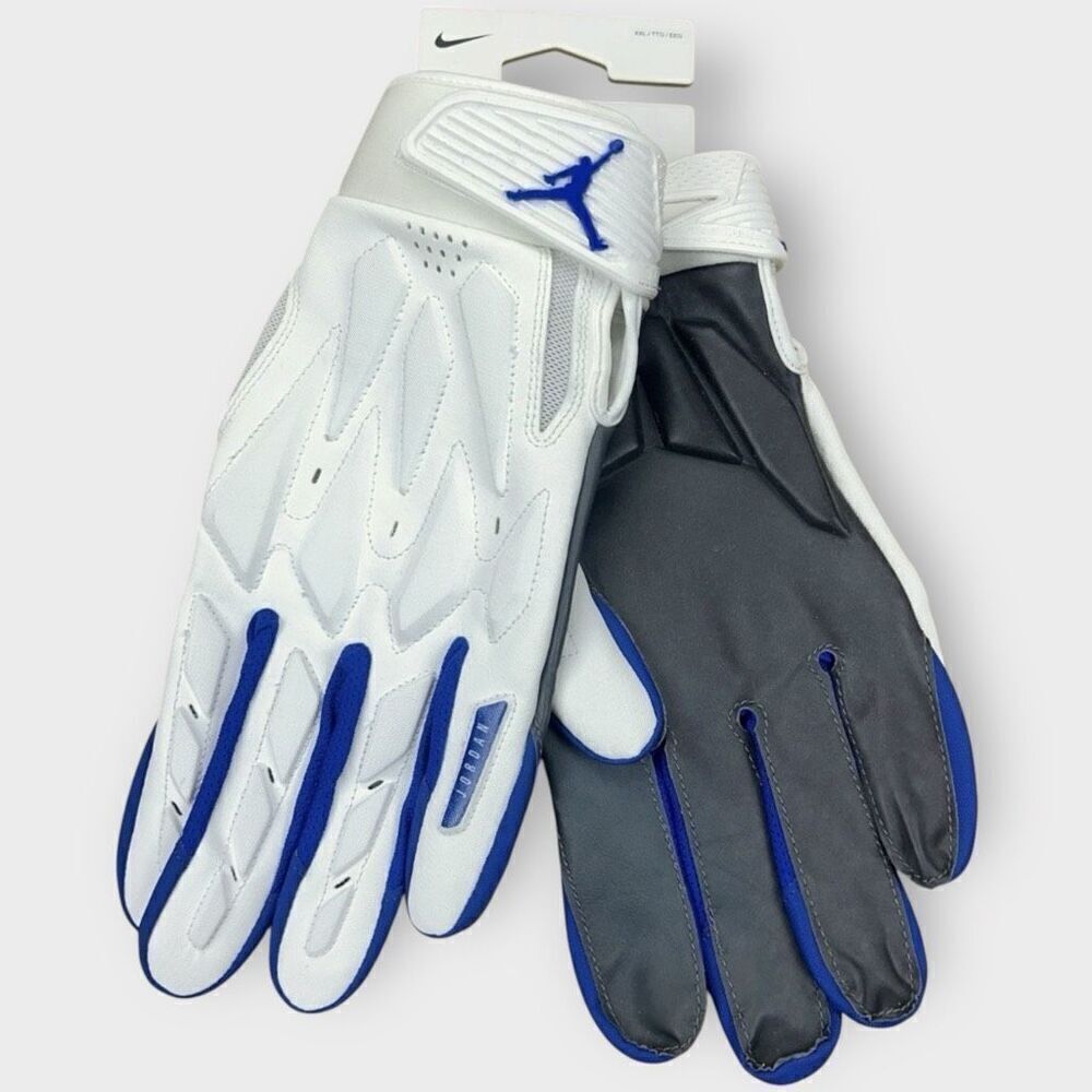 Nike Jordan D-Tack 7.0 White/Signal Blue Football Gloves HQ5969-161 Size 2XL New